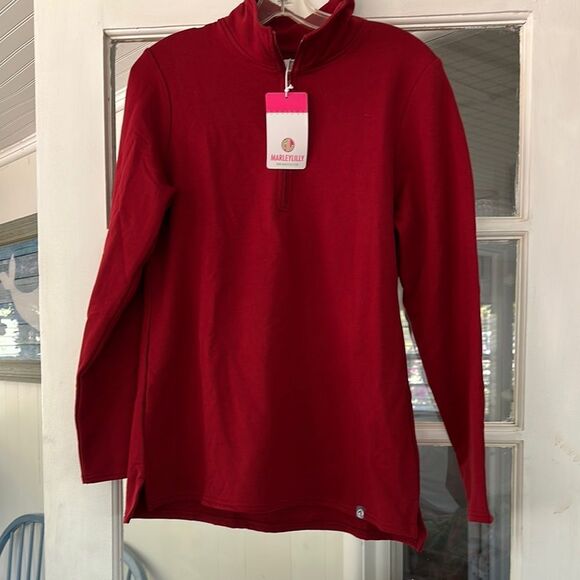 NWT MARLEYLILLY Red 1/4 Zip Long Sleeve Sweatshirt Pullover - Picture 1 of 6